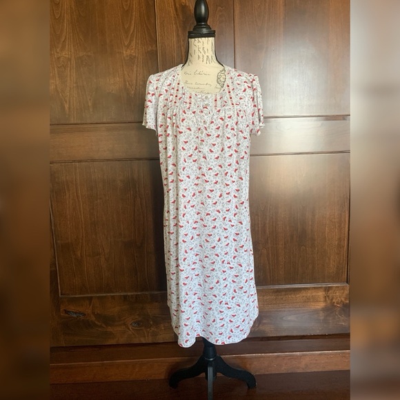 1223 Secret Treasures Pink and Red Flutter Sleeve Pajama Nightgown - Picture 1 of 5